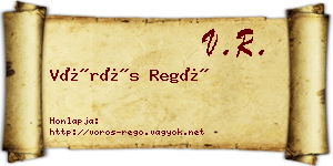 Vörös Regő névjegykártya